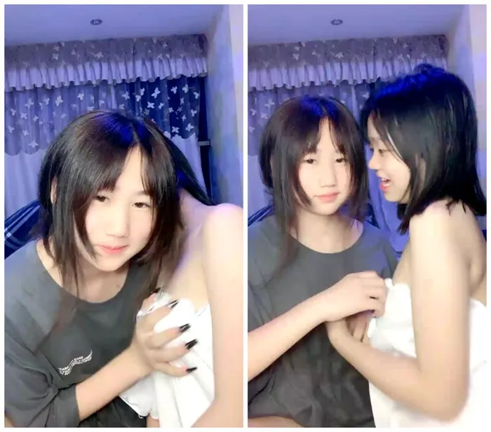 二人とも0歳の新人美女！可愛いキスと胸を揉むシーン、未使用の秘処特写が繊細に描写されるウェブカメラ配信動画【お若い/ブラックパンツ】