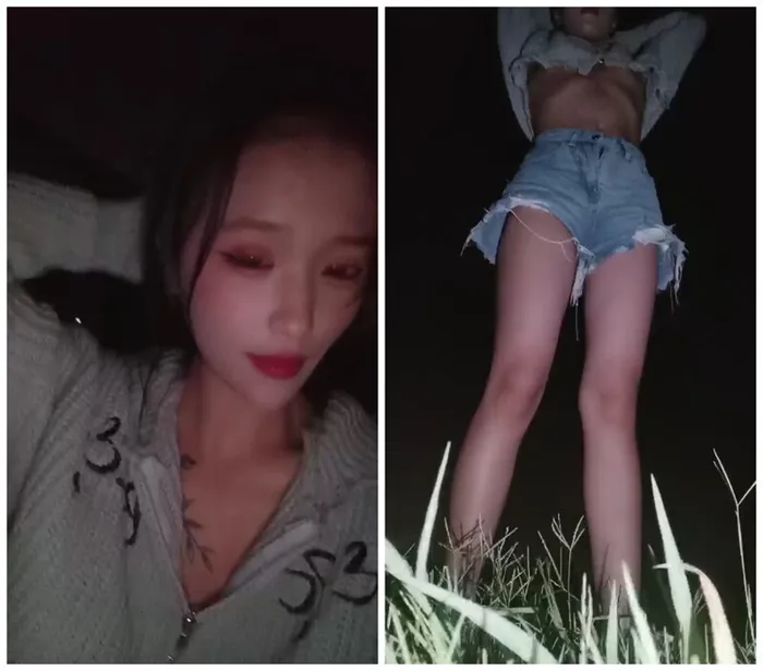 かわいい美女のライブ配信者。河原でカッコイイお兄さんとの熱い交流！