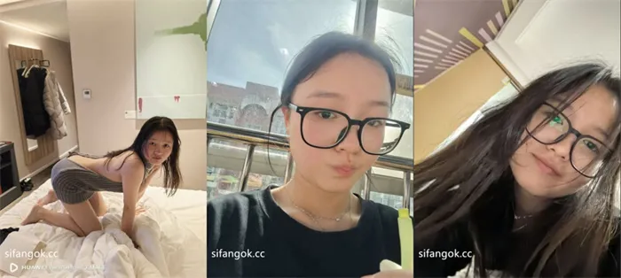 伝統的なフレーム眼镜の端正な女性が、プライベートでは完全に反転した姿を見せ、特に顔と恥部を含めた露出度の差が激しい内容です。