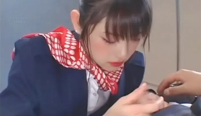 お姫様タイプの美人パイロット！制服とスカートの美脚が魅力的。強要される客室乗務員、拒否しながらも心は動いている？
