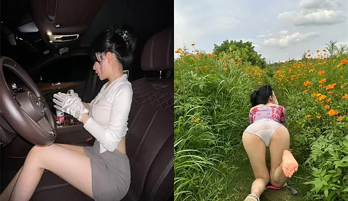 【原カメラリーク】金华野外のラグジュアリーカー後座から衝撃的だった自慰シーン！美女が魅惑の極み口愛で動揺 のスクリーンショット 1